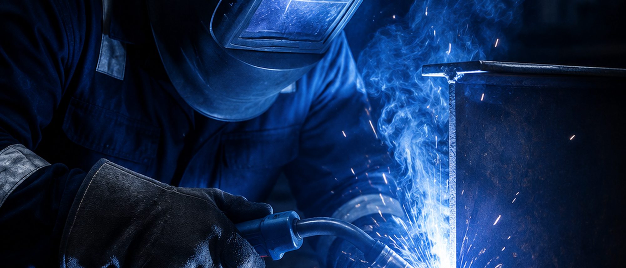 A welder laying a root run on a pipe joint during trade testing