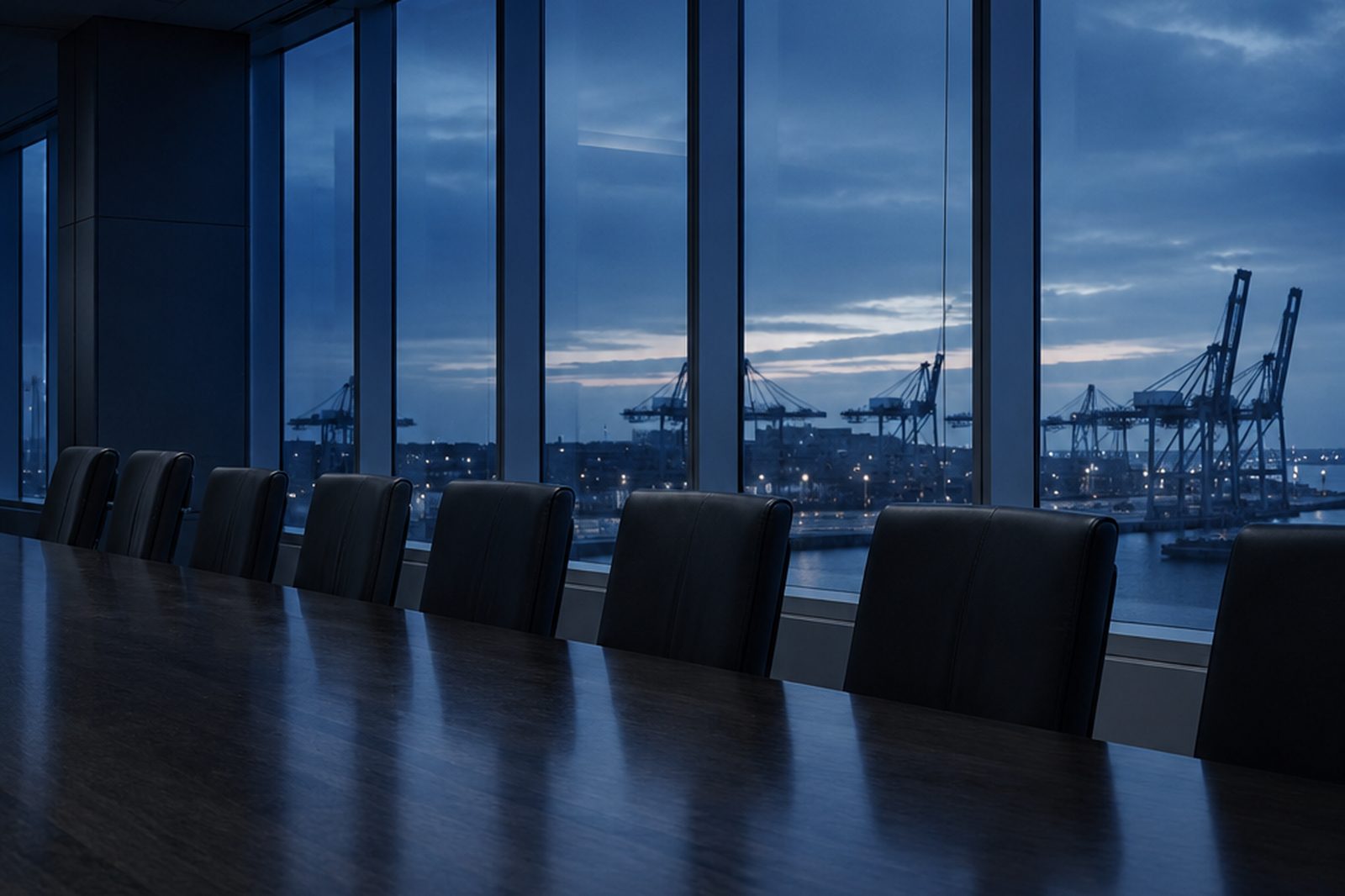 The BlueHarbor board table where the governance framework is reviewed