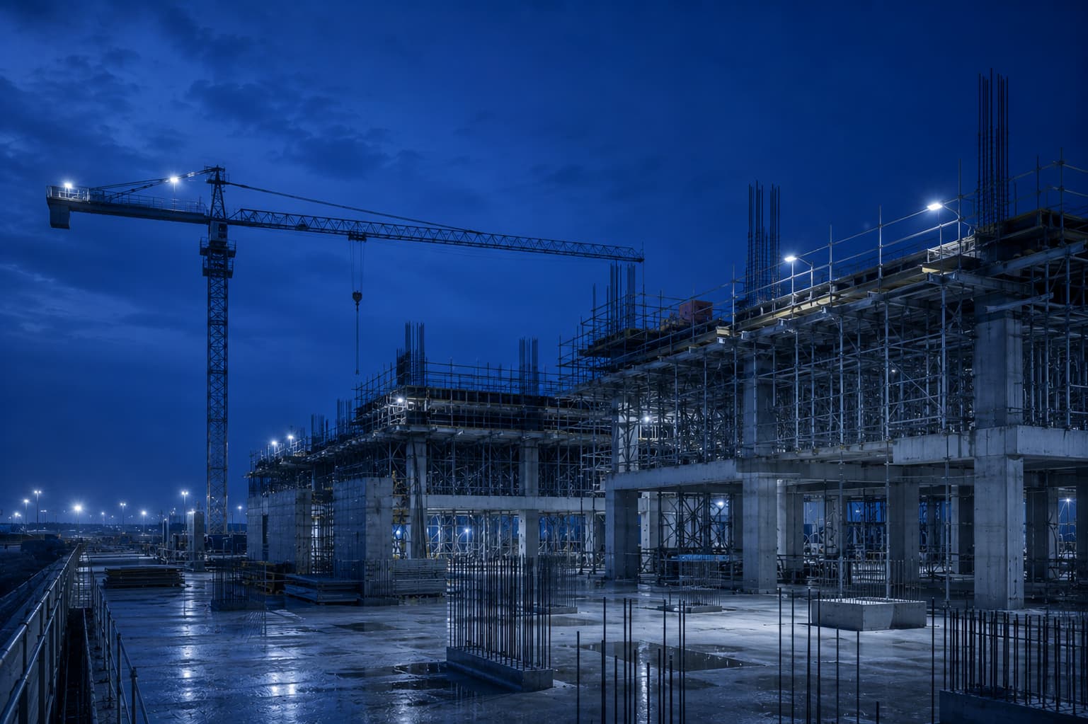 Structural steel erection on a construction and infrastructure project